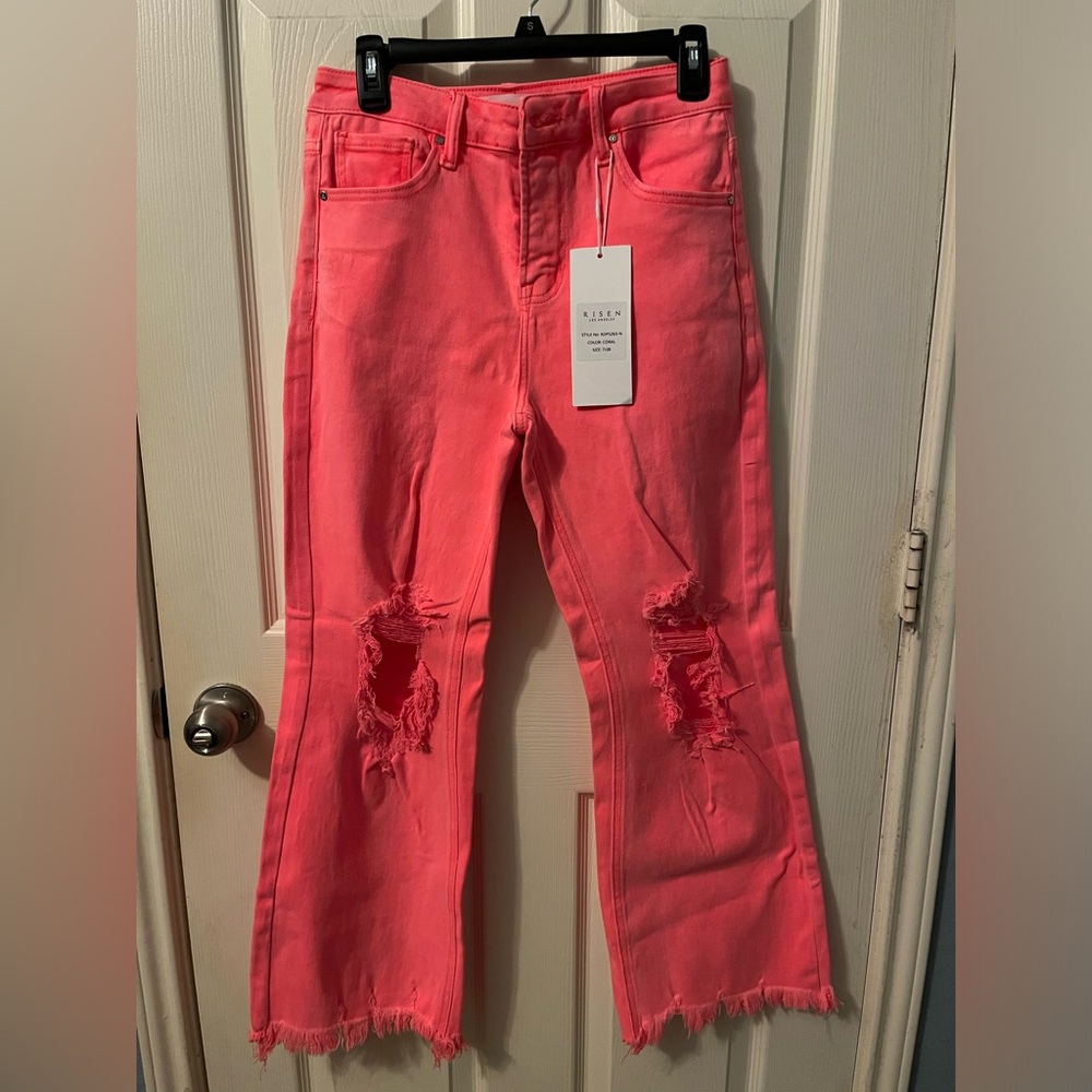 Risen jeans, NWT, size 7/28, coral color